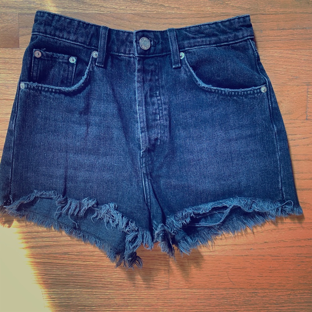 Zara black high rise jean shorts